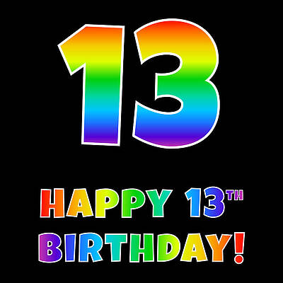 [ Thumbnail: Happy 13th Birthday - Multicolored Rainbow Spectrum Gradient Toddler T-Shirt ]