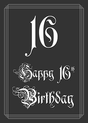 [ Thumbnail: Happy 16th Birthday - Fancy, Elegant, Intricate Look Poster ]