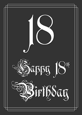 [ Thumbnail: Happy 18th Birthday - Fancy, Elegant, Intricate Look Poster ]