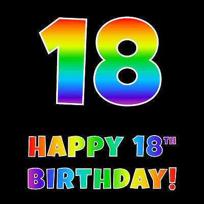 [ Thumbnail: Happy 18th Birthday - Multicolored Rainbow Spectrum Gradient Metal Print ]