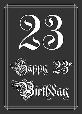 [ Thumbnail: Happy 23rd Birthday - Fancy, Elegant, Intricate Look Framed Print ]