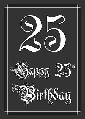 [ Thumbnail: Happy 25th Birthday - Fancy, Elegant, Intricate Look Acrylic Print ]