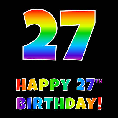 [ Thumbnail: Happy 27th Birthday - Multicolored Rainbow Spectrum Gradient Shower Curtain ]