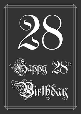 [ Thumbnail: Happy 28th Birthday - Fancy, Elegant, Intricate Look Acrylic Print ]