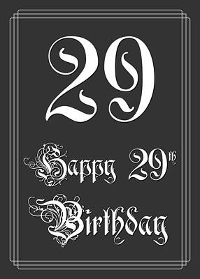 [ Thumbnail: Happy 29th Birthday - Fancy, Elegant, Intricate Look Sticker ]