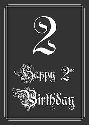 [ Thumbnail: Happy 2nd Birthday - Fancy, Elegant, Intricate Look Metal Print ]
