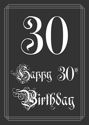 [ Thumbnail: Happy 30th Birthday - Fancy, Elegant, Intricate Look Greeting Card ]