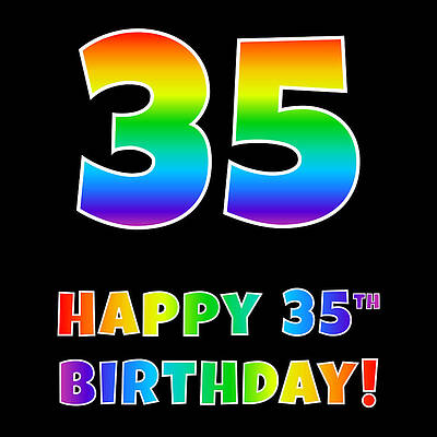 [ Thumbnail: Happy 35th Birthday - Multicolored Rainbow Spectrum Gradient Jigsaw Puzzle ]