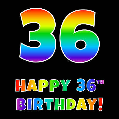 [ Thumbnail: Happy 36th Birthday - Multicolored Rainbow Spectrum Gradient Coffee Mug ]