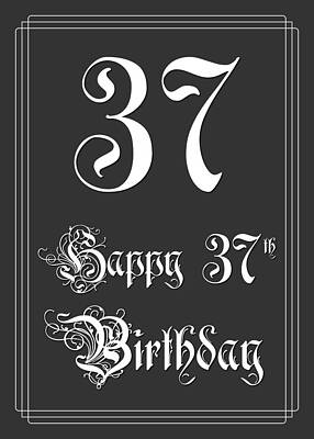 [ Thumbnail: Happy 37th Birthday - Fancy, Elegant, Intricate Look Acrylic Print ]