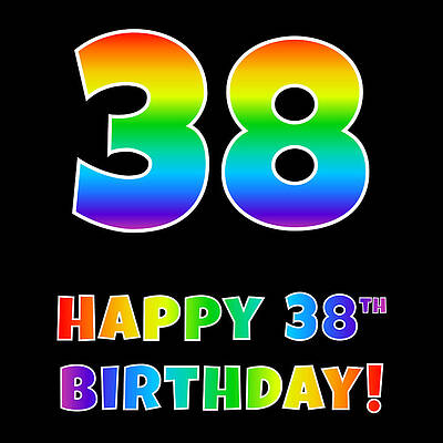 [ Thumbnail: Happy 38th Birthday - Multicolored Rainbow Spectrum Gradient Duvet Cover ]