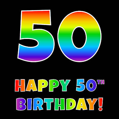 [ Thumbnail: Happy 50th Birthday - Multicolored Rainbow Spectrum Gradient Throw Pillow ]