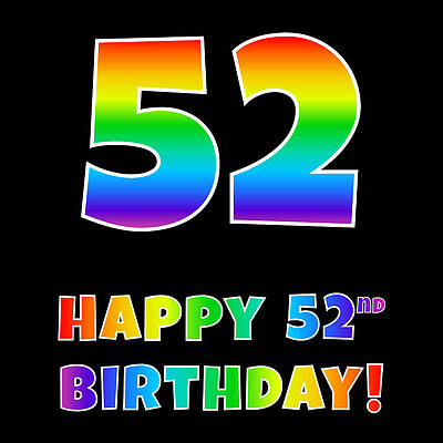 [ Thumbnail: Happy 52nd Birthday - Multicolored Rainbow Spectrum Gradient Coffee Mug ]