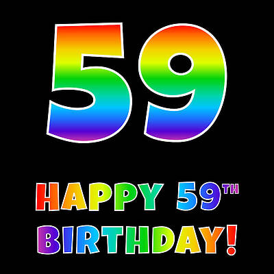 [ Thumbnail: Happy 59th Birthday - Multicolored Rainbow Spectrum Gradient Acrylic Print ]