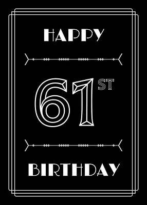 [ Thumbnail: HAPPY 61ST BIRTHDAY - Art Deco Inspired Look, Geometric Number Jigsaw Puzzle ]
