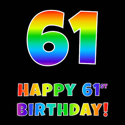 [ Thumbnail: Happy 61st Birthday - Multicolored Rainbow Spectrum Gradient Youth T-Shirt ]