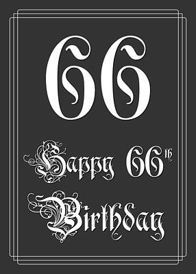 [ Thumbnail: Happy 66th Birthday - Fancy, Elegant, Intricate Look Wood Print ]