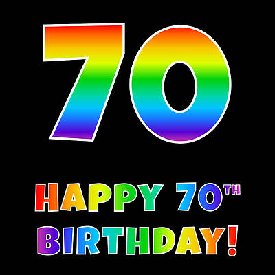 [ Thumbnail: Happy 70th Birthday - Multicolored Rainbow Spectrum Gradient Tote Bag ]