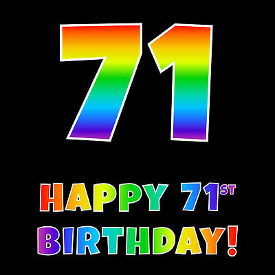 [ Thumbnail: Happy 71st Birthday - Multicolored Rainbow Spectrum Gradient Metal Print ]