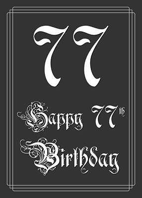 [ Thumbnail: Happy 77th Birthday - Fancy, Elegant, Intricate Look Greeting Card ]