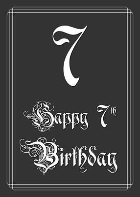 [ Thumbnail: Happy 7th Birthday - Fancy, Elegant, Intricate Look Greeting Card ]