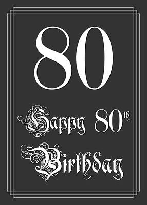 [ Thumbnail: Happy 80th Birthday - Fancy, Elegant, Intricate Look Art Print ]