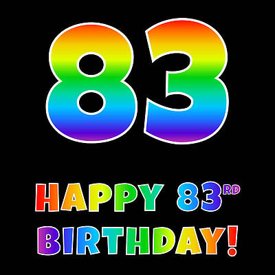 [ Thumbnail: Happy 83rd Birthday - Multicolored Rainbow Spectrum Gradient Wood Print ]