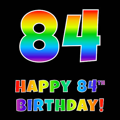 [ Thumbnail: Happy 84th Birthday - Multicolored Rainbow Spectrum Gradient Tapestry ]