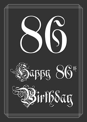 [ Thumbnail: Happy 86th Birthday - Fancy, Elegant, Intricate Look Greeting Card ]