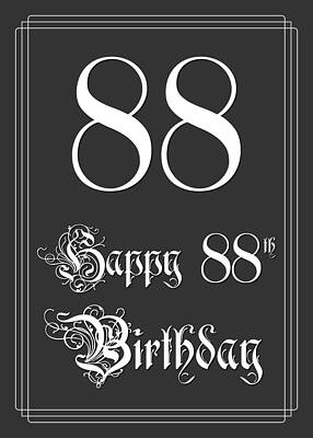 [ Thumbnail: Happy 88th Birthday - Fancy, Elegant, Intricate Look Greeting Card ]