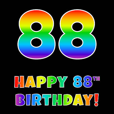 [ Thumbnail: Happy 88th Birthday - Multicolored Rainbow Spectrum Gradient Wood Print ]