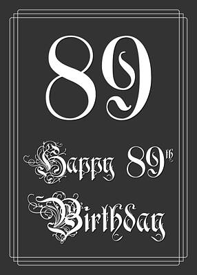[ Thumbnail: Happy 89th Birthday - Fancy, Elegant, Intricate Look Greeting Card ]