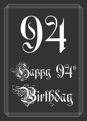 [ Thumbnail: Happy 94th Birthday - Fancy, Elegant, Intricate Look Greeting Card ]