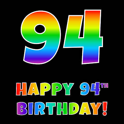 [ Thumbnail: Happy 94th Birthday - Multicolored Rainbow Spectrum Gradient Shower Curtain ]
