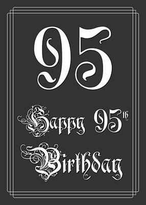 [ Thumbnail: Happy 95th Birthday - Fancy, Elegant, Intricate Look Framed Print ]