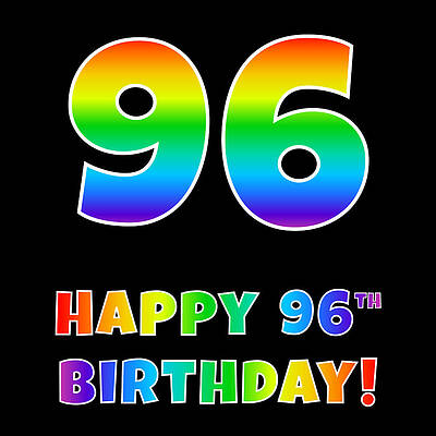 [ Thumbnail: Happy 96th Birthday - Multicolored Rainbow Spectrum Gradient Metal Print ]