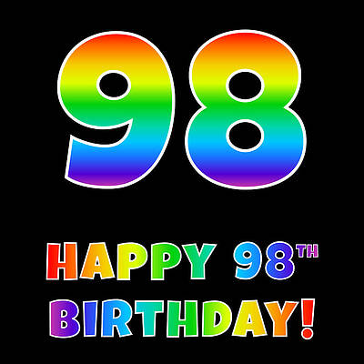 [ Thumbnail: Happy 98th Birthday - Multicolored Rainbow Spectrum Gradient Sticker ]