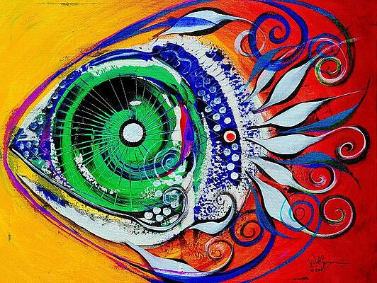 Wall Art - Painting - Happy Fish, Compliments Transcending Time by J Vincent Scarpace