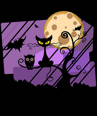 Wall Art - Digital Art - Happy Halloween Cat by Flippin Sweet Gear