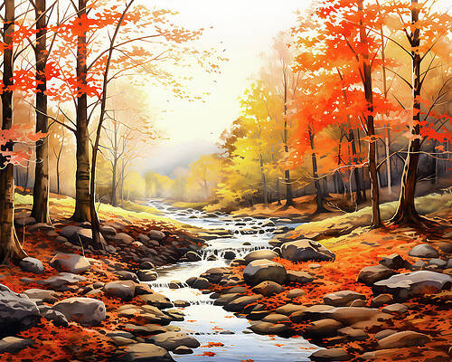 Wall Art - Digital Art - Hazy Autumn Stream by Chris Palmer