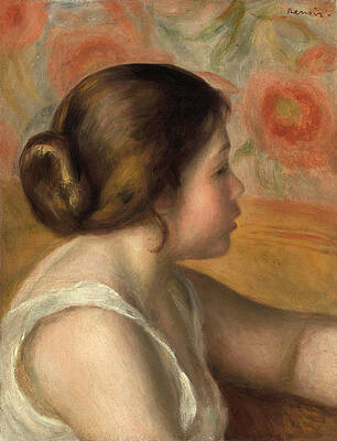 Wall Art - Painting - Head of a Young Girl. Dated c. 1890. by Auguste Renoir