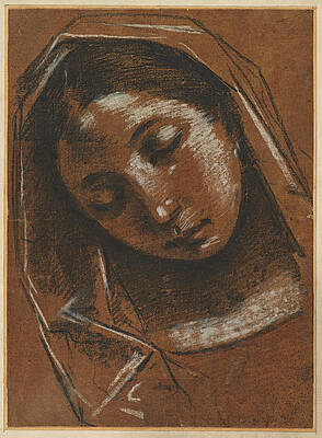 Head of the Virgin Print by Giacomo Cavedone