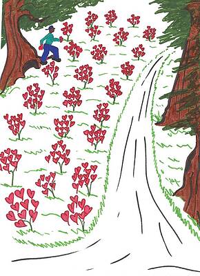 Wall Art - Drawing - Heart Garden by Lori Pino