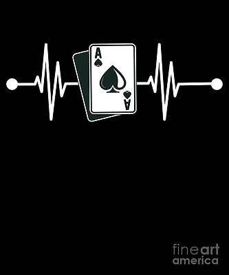 Wall Art - Digital Art - Heartbeat Ace Spades Cards Casino Player Poker Gambling Gift by Thomas Larch