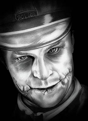 Wall Art - Drawing - Heath Ledger - Joker Unmasked - Black and White Edition by Fred Larucci