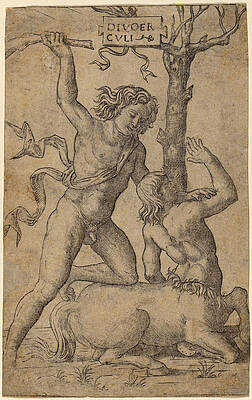 Hercules And Nessus Print by Marcantonio Raimondi