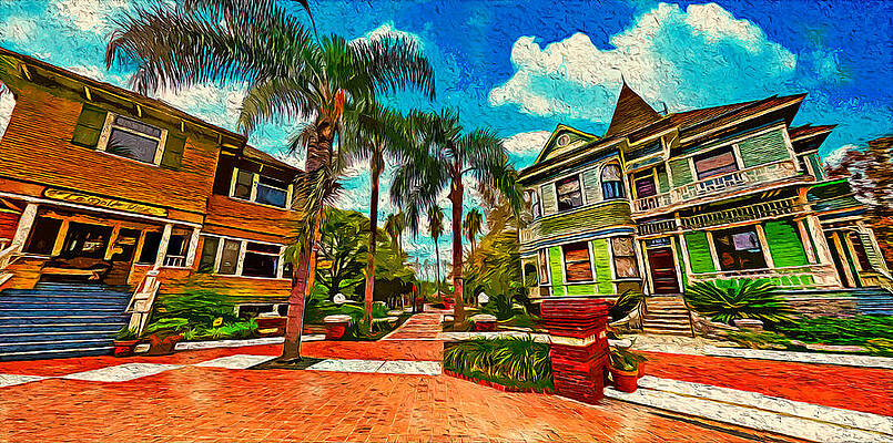 Wall Art - Digital Art - Heritage Square in Oxnard, California - digital painting by Nicko Prints