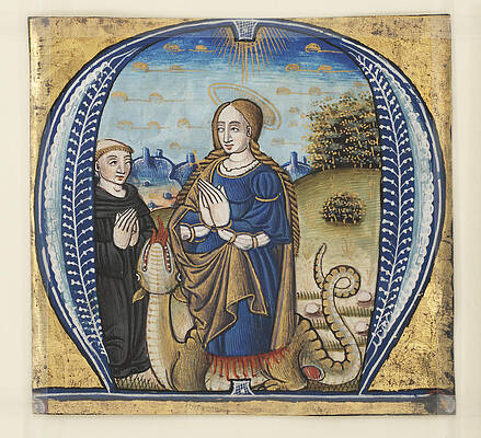 Wall Art - Painting - Historiated initial M Depicting Saint Margaret Of Antioch by Antonios Valamontes