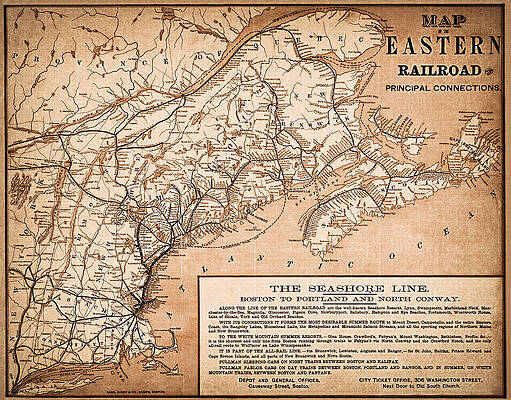 poster métal 1898 map of the Boston and Maine Railroad décoration murale