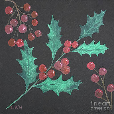 Wall Art - Painting - Holly and Berries by Lisa Neuman